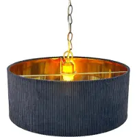 Relaxdays Hängelampe, Stoffschirm, HxD: 180 x 40 cm, moderne Pendelleuchte, E27-Fassung, Esszimmerlampe, schwarz/bronze