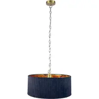 Relaxdays Hängelampe, Stoffschirm, HxD: 180 x 40 cm, moderne Pendelleuchte, E27-Fassung, Esszimmerlampe, schwarz/bronze