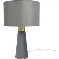 Relaxdays Tischlampe, Leinenschirm & Samtfuß, E27, HxD: 47 x 40 cm, Nachttischlampe mit Kabel, Schlafzimmer, grau