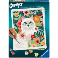 Ravensburger Malen nach Zahlen - CréArt - Weiße Katze & Blumen -23146