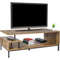 Relaxdays TV-Lowboard, 3 Ablagen, offenes TV-Regal bis 55 Zoll, HBT: 40 x 106 x 39,5 cm, Fernsehtisch, braun/schwarz