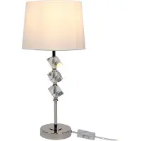 Relaxdays Tischlampe, Seidenschirm, Kristallfuß, E27-Fassung, Wohn- & Schlafzimmer, Tischleuchte, HxD: 53 x 25 cm, creme