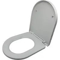 Relaxdays Toilettendeckel mit Absenkautomatik & Quick Release, 36 x 42 cm, Duroplast, Montage von oben, D-Form, weiß