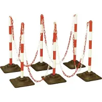 Temka Kettenpfosten-Set EcoMax mit 10 m Absperrkette 3x rot/weiß, 3x weiß/rot, 6x