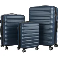 Relaxdays Kofferset, 3-teilig, 3 Größen, 4 Rollen, Hartschale, Teleskopgriff, Reisekoffer mit Zahlenschloss, dunkelblau