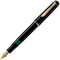 Pelikan M200, Schwarz, Gold, Kartuschenfüllsystem, Harz, Rundspitze, Gold, Edelstahl, Fein
