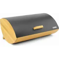 HomeShopXL Luxus Brotkasten Schwarz mit Bambus - Brotaufbewahrungsbox - Oval
