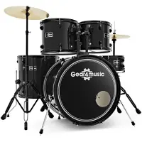 Gear4Music BDK-1 Anfänger-Schlagzeug in Standardgröße von schwarz
