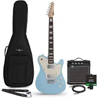 Gear4Music Knoxville Select E-Gitarre Blau 10-W-Gitarrenverstärker & Zubehörpaket