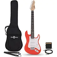 Gear4Music 3/4-LA-E-Gitarre Rot im Bundle mit Mini-Gitarrenverstärker