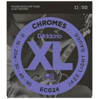 Daddario ECG24 XL Flatwound Schriftzug verchromt Jazz Light 11-50