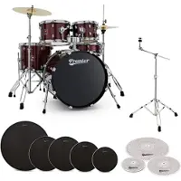 Premier Revolution 20" 5pc Low Lautstärke Drum Kit Bundle Red Sparkle