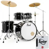 Pearl Roadshow 5-teiliges USA-Fusion-Drumset mit 3 Sabian-Becken Jet Black