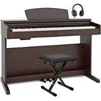 Gear4Music DP-10X Digitalpiano von Palisander mit Zubehörpaket