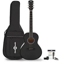 Gear4Music Parlor-Akustikgitarre mit Zubehörset von Schwarz