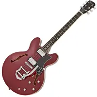 Hartwood Revival Vibrato Halbakustik-Gitarre Cherry Red