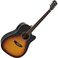 Gear4Music Dreadnought-Cutaway-Elektroakustikgitarre Sunburst