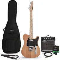 Gear4Music Knoxville E-Gitarre Natural 10-W-Gitarrenverstärker &amp; Zubehörpaket