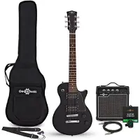 Gear4Music 3/4 New Jersey E-Gitarre schwarz 10W Gitarrenverstärker & Zubehörpaket