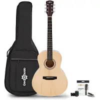 Gear4Music Parlor-Akustikgitarre mit Zubehörset von Natur