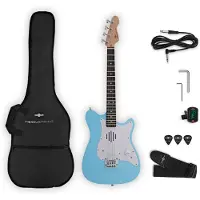 Gear4Music VISIONSTRING Mini-E-Gitarre mit eingebautem Lautsprecher blau