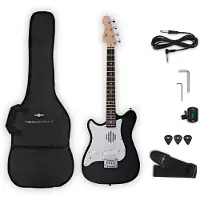 Gear4Music VISIONSTRING Mini-E-Gitarre für Linkshänder mit eingebautem Lautsprecher schwarz
