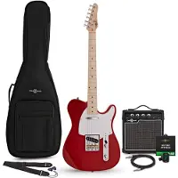 Gear4Music Knoxville E-Gitarre Rot 10-W-Gitarrenverstärker & Zubehörpaket