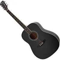 Gear4Music Dreadnought-Linkshänder-Akustikgitarre von Schwarz