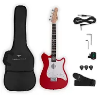 Gear4Music VISIONSTRING Mini-E-Gitarre mit eingebautem Lautsprecher rot