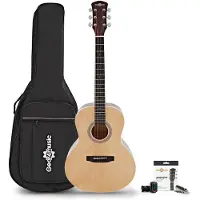 Gear4Music Parlor-Elektroakustikgitarre mit Zubehörset von Natur
