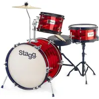 Stagg 3pc 16 Junior Drum Kit mit Hardware und Drummer-Sitz rot