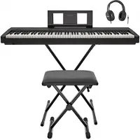 Yamaha P-45 Digitalpiano im Bundle mit X-Ständer und Zubehör Schwarz