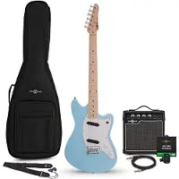 Gear4Music Seattle E-Gitarre Blau 10-W-Gitarrenverstärker &amp; Zubehörpaket