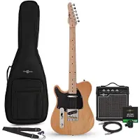 Gear4Music Knoxville E-Gitarre Natural 10-W-Gitarrenverstärker &amp; Zubehörpaket