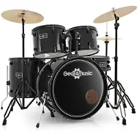 Gear4Music BDK-1plus Anfänger-Schlagzeug in Standardgröße von Schwarz