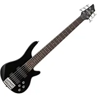 Gear4Music Chicago 6-saitige Bassgitarre von schwarz