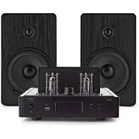 AVCOM Vintage-Style-Verstärker mit 5" Passiven Lautsprechern schwarz