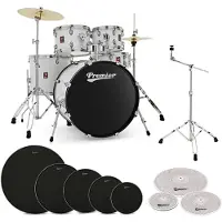 Premier Revolution 22" 5pc Low Lautstärke Drum Kit Bundle Weiß