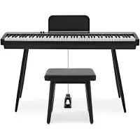 Gear4Music Keynote Compact Digital Stage Piano mit Bluetooth Hockerpaket
