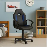HTI Schreibtischstuhl Junior höhenverstellbar ergonomischer Drehstuhl Schwarz-Blau