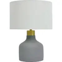 Relaxdays Tischlampe, Betonfuß, Stoffschirm, E27, HxD: 35 x 25 cm, Nachttischlampe mit Kabel, Schlafzimmer, grau/weiß