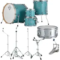 Dixon Cornerstone Hybrid 22 Drum Kit w/Hardware & Steel Snare Satin Quetzal Blue