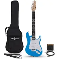 Gear4Music 3/4-LA-E-Gitarre Blau im Bundle mit Mini-Gitarrenverstärker