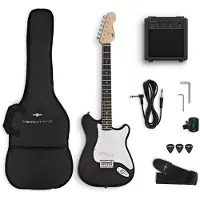 Gear4Music VISIONSTRING E-Gitarre – Paket Schwarz