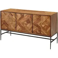 Wohnling Sideboard 123x70x45 cm Sheesham Massivholz / Metall Anrichte mit Türen Industrial Kommode Kommodenschrank Holz Modern Standschrank Wohnzimmer