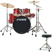 Sonor AQX 22 5pc Drum Kit mit Hardware und kostenlosem Drummer-Sitz Red Moon Sparkle