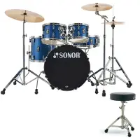 Sonor AQX 22 5er-Schlagzeug mit Hardware und kostenlosem Drummer-Sitz blau Ocean Sparkle