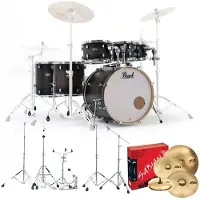 Pearl Decade Ahorn 7pc Pro Drum Kit w/Sabian XSRs Satin Black Burst