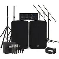 SubZero SZPA-815 15"-PA-System mit Mikrofonen und Stativen 300 Watt