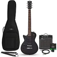 Gear4Music New Jersey Linkshändiges E-Gitarren-Paket Schwarz